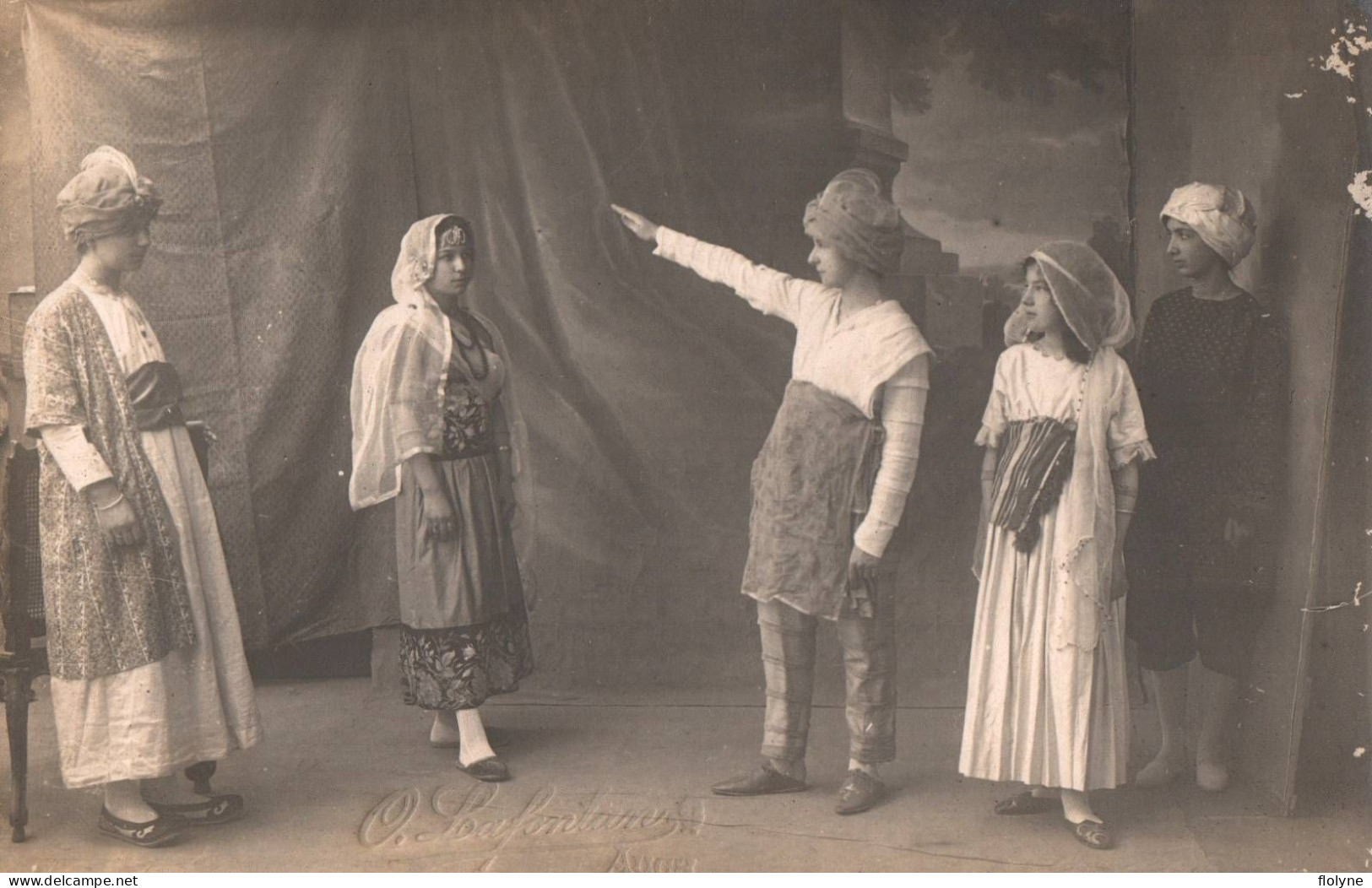 auch - 8 cartes photos - la fête du collège , avril 1923 - théâtre comédiens - cachet à sec photographe LAFONTAN