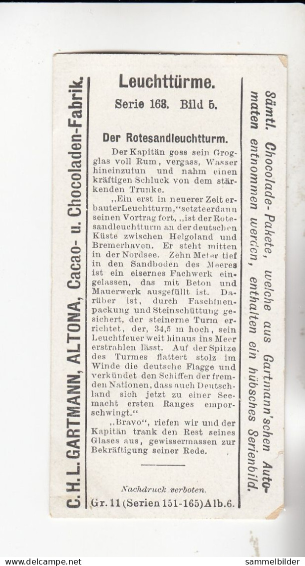 Gartmann  Leuchttürme Der Rotesandleuchtturm Butjadingen Deutschland     Serie 163 #5 Von 1906 - Other & Unclassified