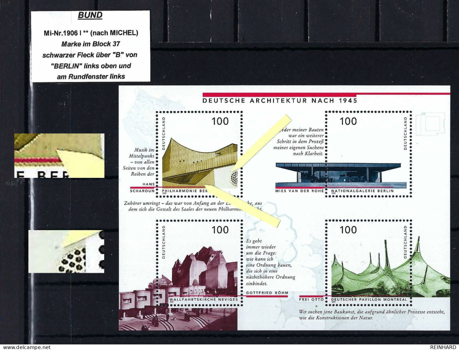 BUND - Mi-Nr. 1906 I Postfrisch - Plattenfehler - Siehe Beschreibung Und Bild - Variedades Y Curiosidades