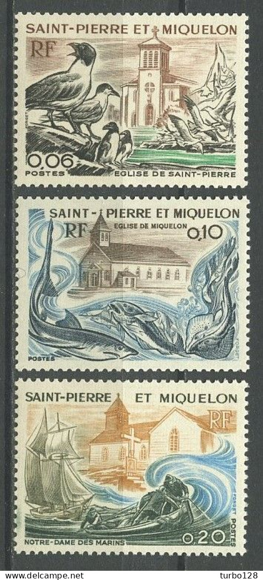 SPM MIQUELON 1974 N° 438/440 ** Neufs MNH Superbes C 15 € Faune Oiseaux églises Birds Churchs Notre Dame Des Marins - Neufs