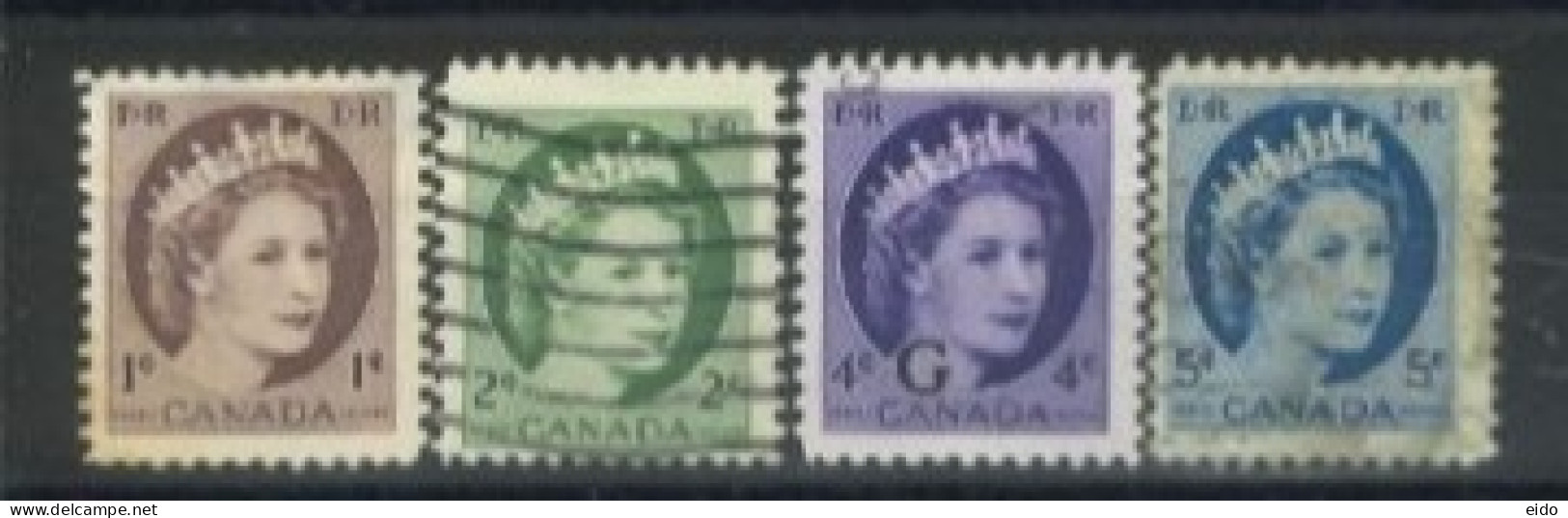 CANADA - 1954, QUEEN ELIZABETH II STAMPS SET OF 4, USED. - Oblitérés