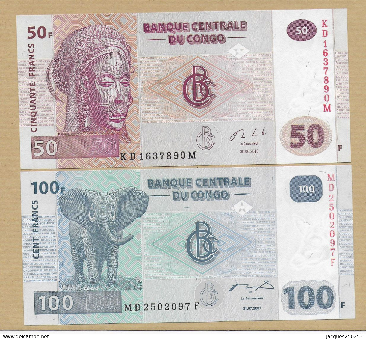 50 FRANCS 2013 ET 100 FRANCS 2007  NEUF - République Du Congo (Congo-Brazzaville)