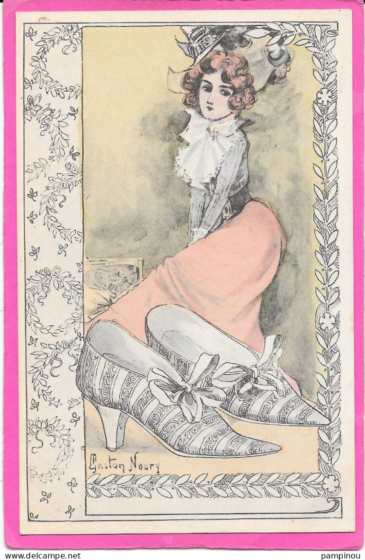 GASTON NOURY - ART NOUVEAU - Femme élégante De La Série Chaussures - Otros & Sin Clasificación