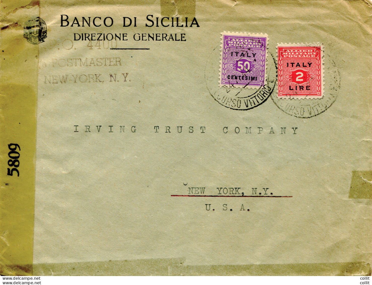 Sicilia Occ. Alleata - 2 Lire Su Busta - Local And Autonomous Issues