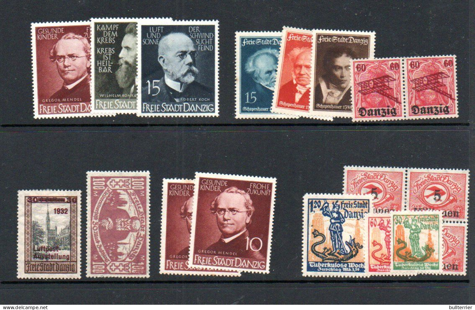 DANZIG - SELECTION OF MH OR MNH STAMPS INC 1921 ANTI TB,1938, SCHOPENH1939ANTI CANCER  ETC - Autres - Europe