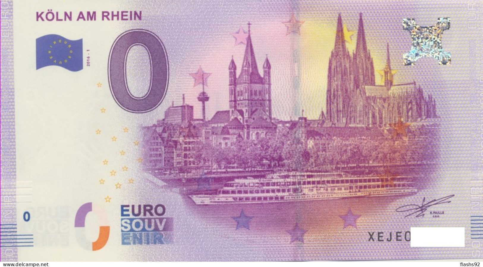 Vends Billet Souvenir Touristique 0€ Koln Am Rhein 2016-1 XEJO - Andere & Zonder Classificatie
