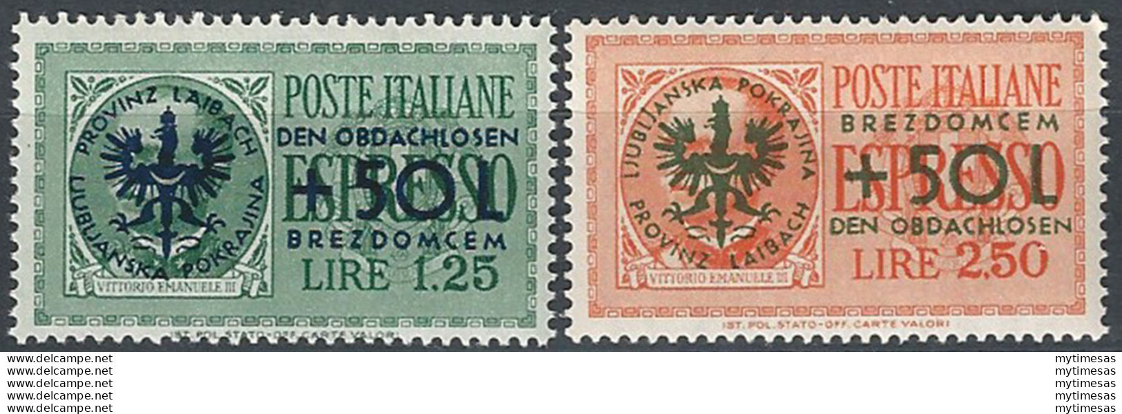 1944 Lubiana Occupazione Tedesca 2v. MNH Sass N. 32/33 - Otros & Sin Clasificación