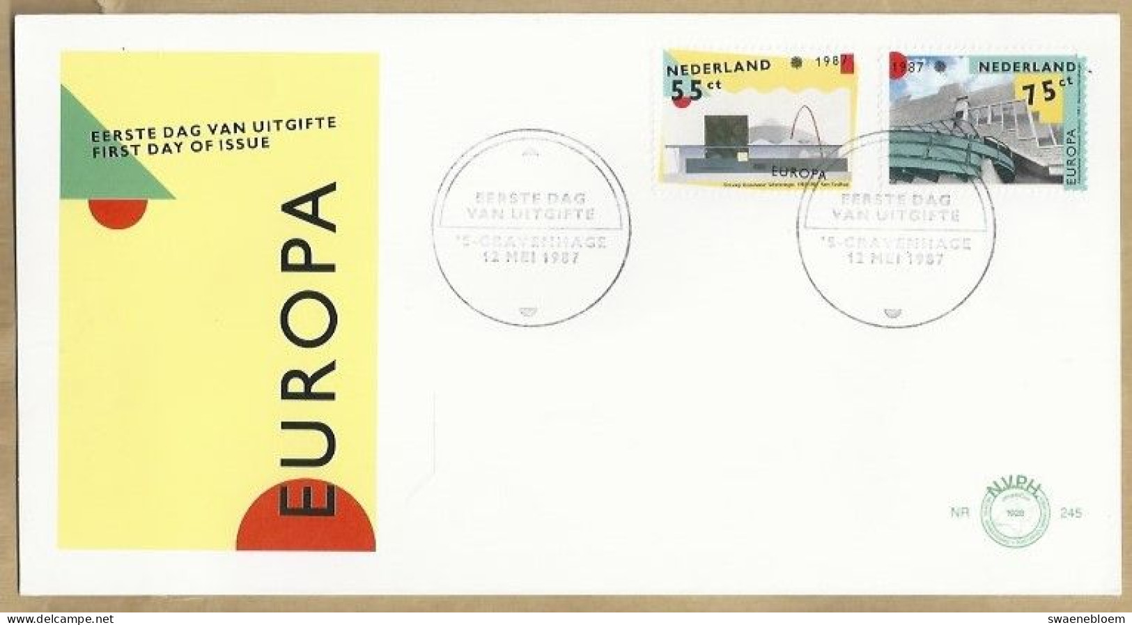 NL.- FDC. NVPH Nr. 245. EERSTE DAG VAN UITGIFTE. FIRST DAY OF ISSUE. 12-05-1987. EUROPA. - FDC