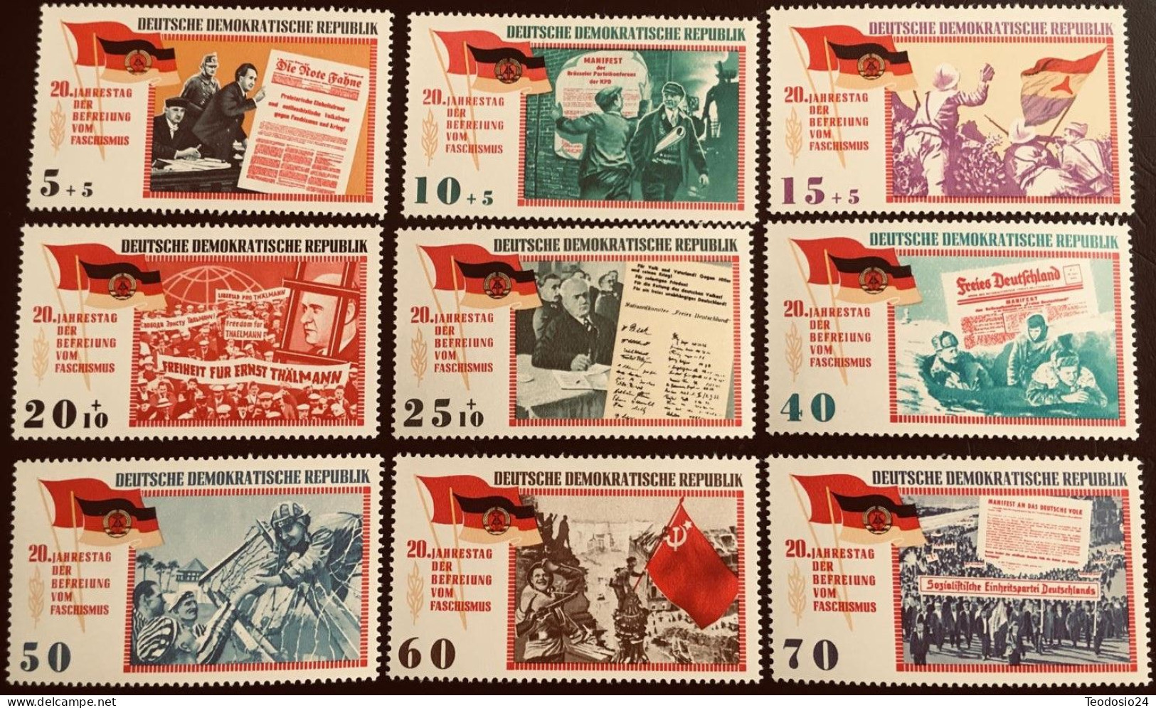 DDR 1965 20 ANIVERSARIO DE LA LIBERACION MI 1102 - 1110  ** - Unused Stamps