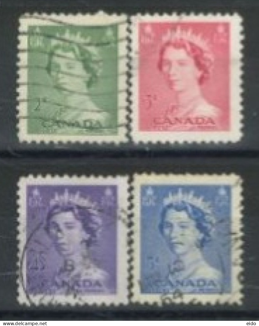 CANADA - 1953, QUEEN ELIZABETH II STAMPS SET OF 4, USED. - Used Stamps