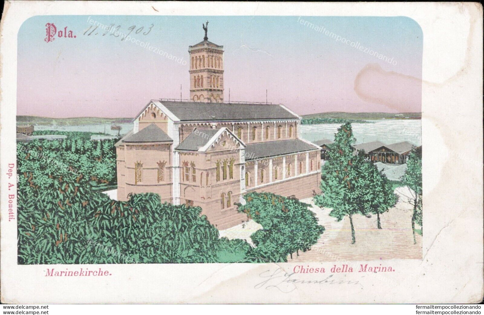 Ao116 Cartolina Pola Chiesa Della Marina Croazia - Sonstige & Ohne Zuordnung