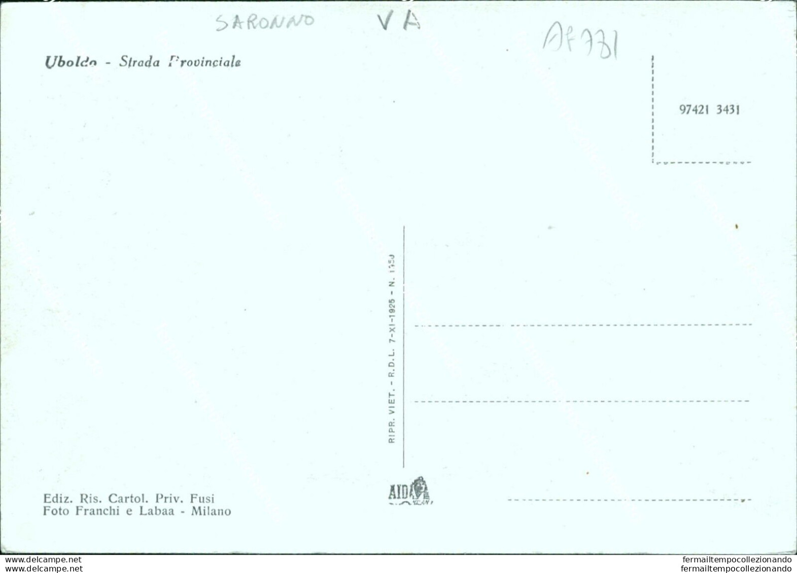 Ag781 Cartolina Uboldo Strada Provinciale Provincia Di Varese - Varese