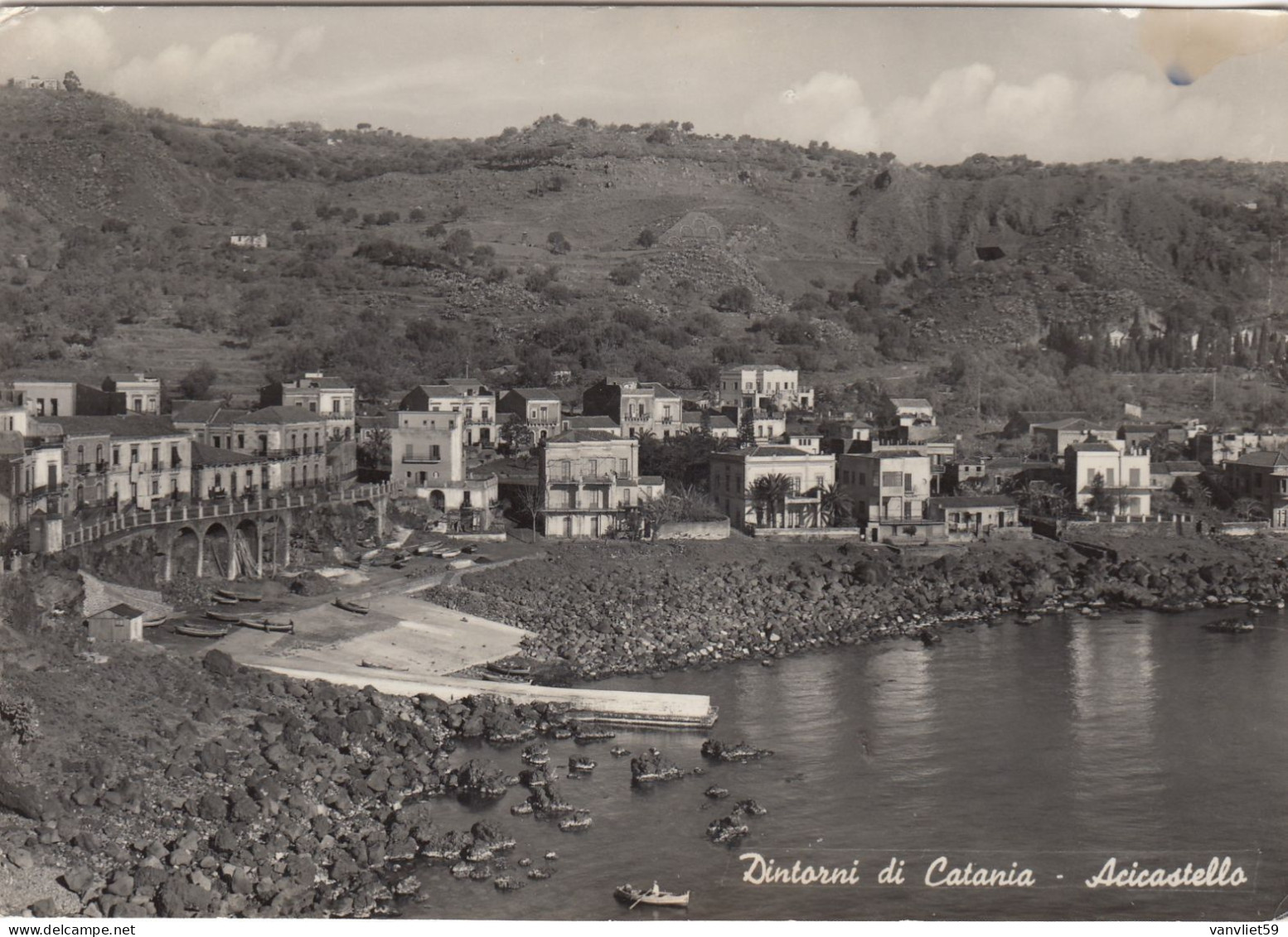 ACICASTELLO-CATANIA-DINTORNI DI..-CARTOLINA VERA FOTOGRAFIA-VIAGGIATA NEL 1954 - Catania