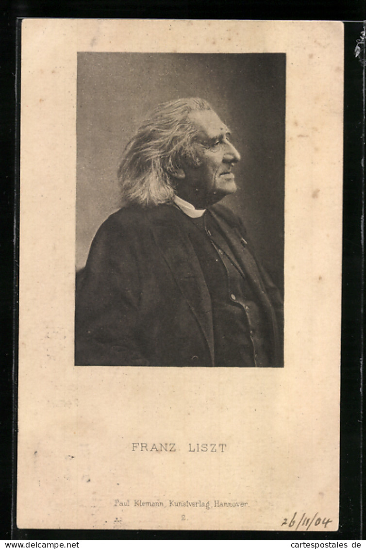 Künstler-AK Komponist Franz Liszt, Der Gealterte Komponist Seitlich Portraitiert  - Entertainers