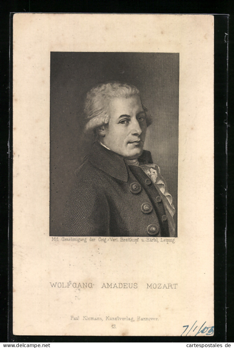 AK Wolfgang Amadeus Mozart Im Halbprofil  - Artiesten