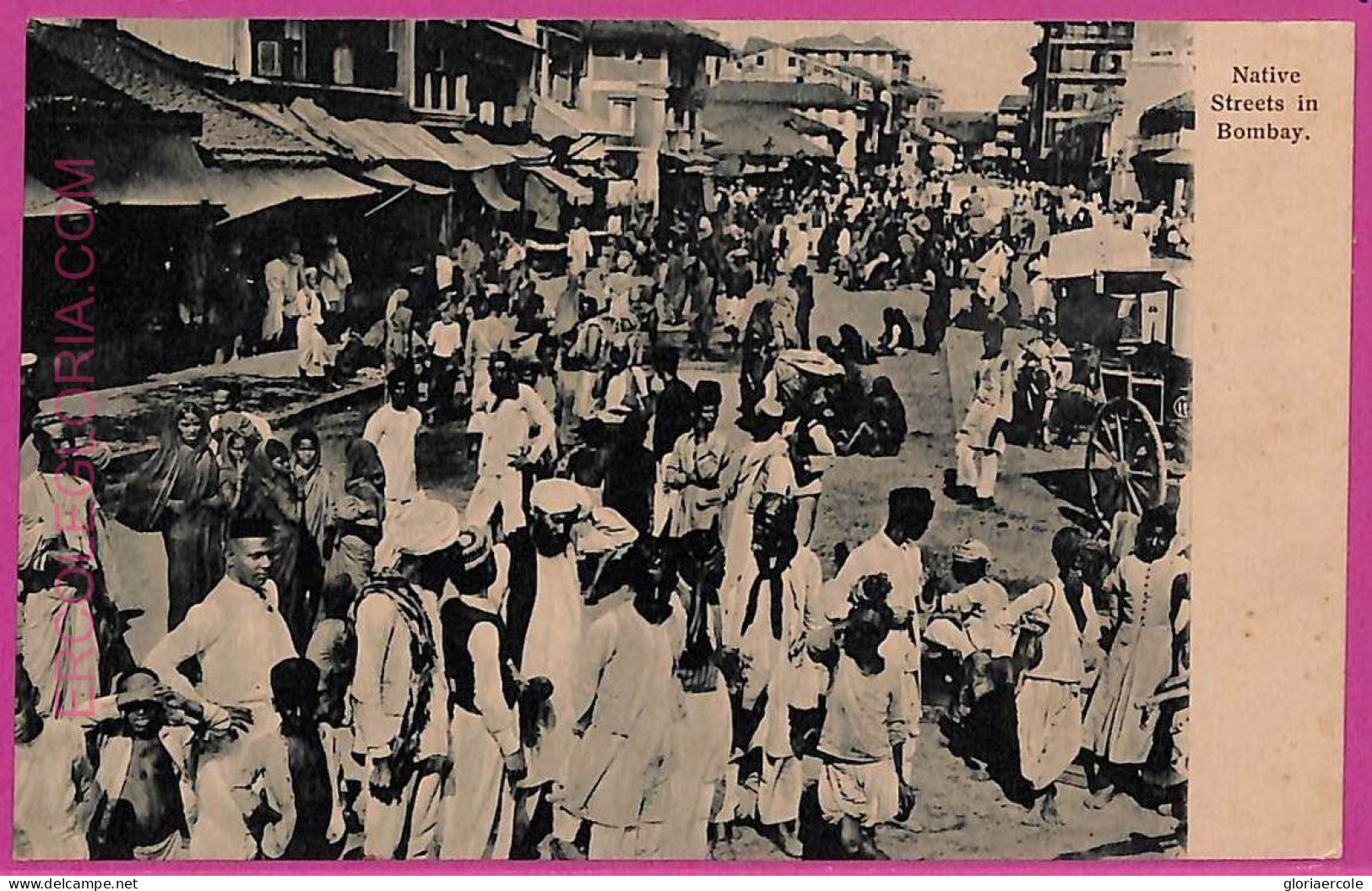 Ag3854  - INDIA - VINTAGE POSTCARD  - Bombay, Native Street - Inde