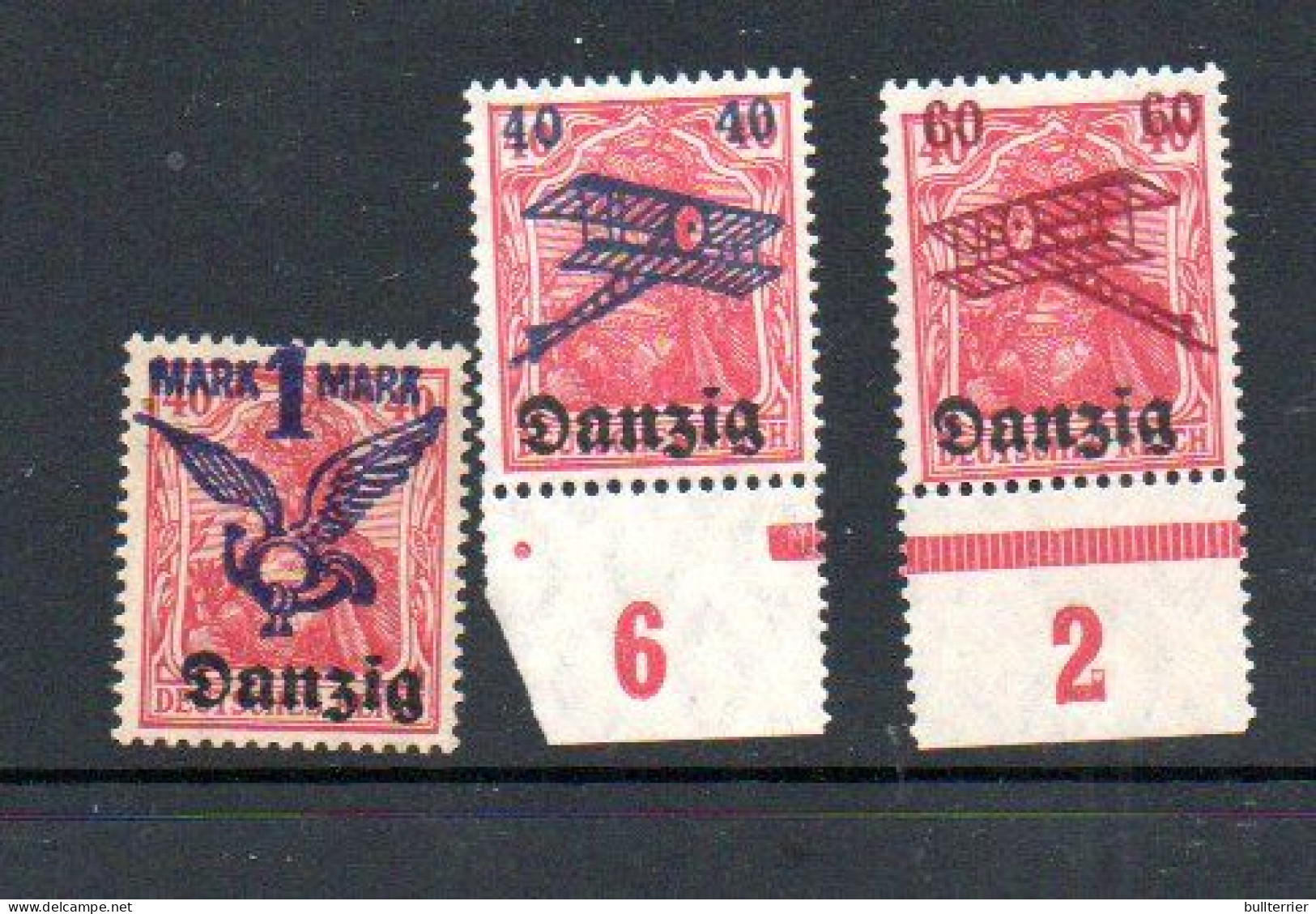 DANZIG - 1920 AIR SURCHARGES SET OF 3 MINT HINGED PREVIOUSLY - Andere-Europa