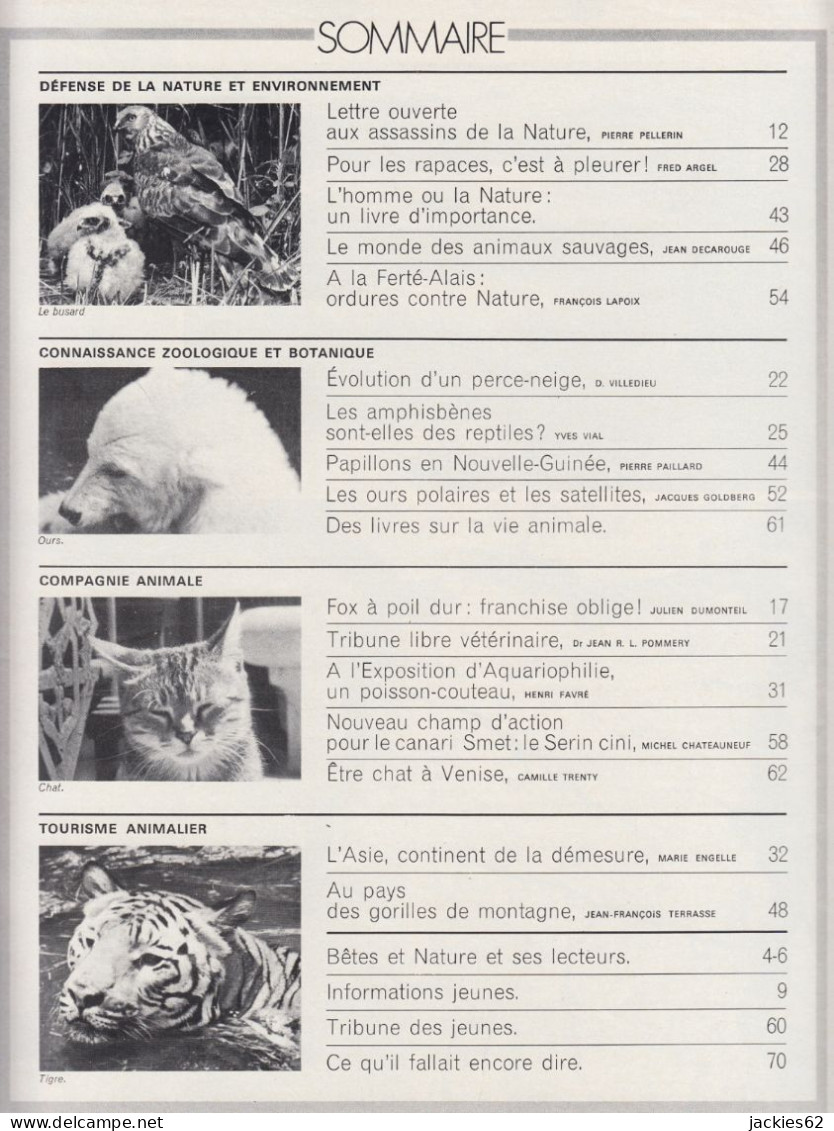 083/ LA VIE DES BETES / BETES ET NATURE N° 83 Du 3/1971, Voir Sommaire - Tierwelt