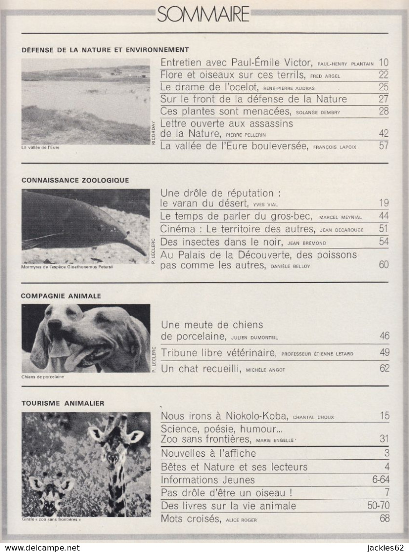 081/ LA VIE DES BETES / BETES ET NATURE N° 81 Du 1/1971, Voir Sommaire - Tierwelt