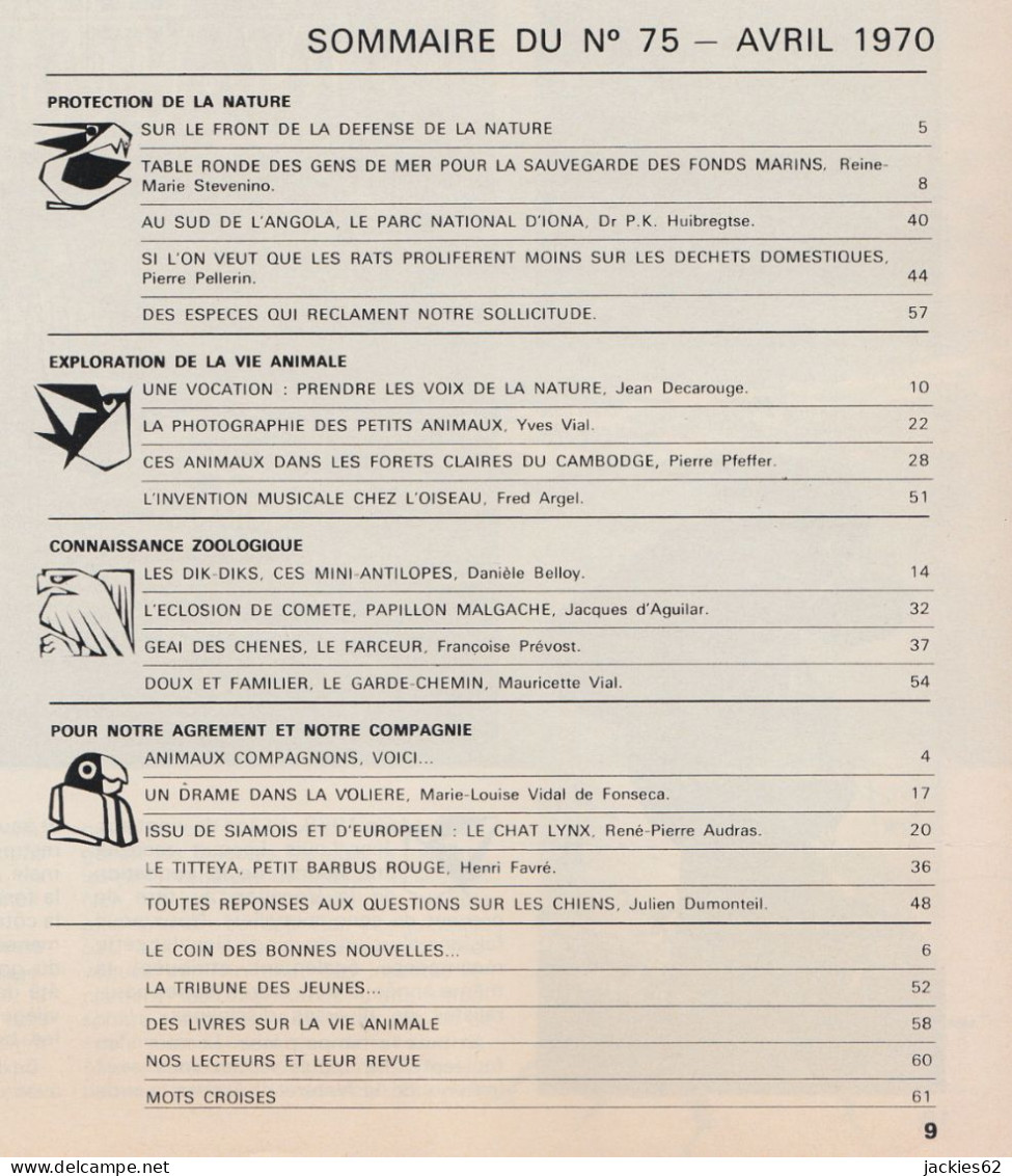 075/ LA VIE DES BETES / BETES ET NATURE N° 75 Du 4/1970, Voir Sommaire - Animaux