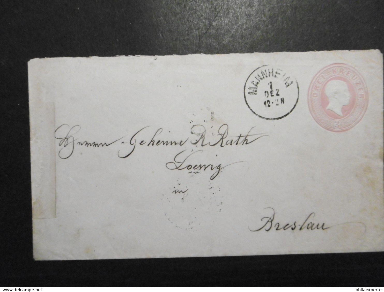 Baden Mi. GA U 12 (148x84) Am 8.12.1868(AK) Nach Breslau-Albumspuren - Postal  Stationery