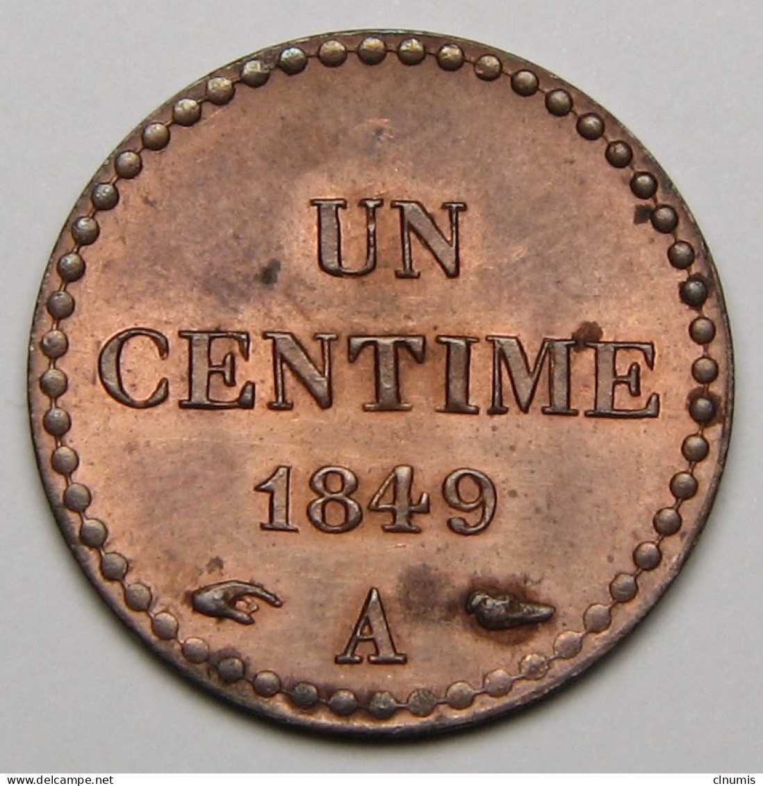 1 Centime 1849 A (Paris), Accent Sur Le E De REPUBLIQUE - 1 Centime