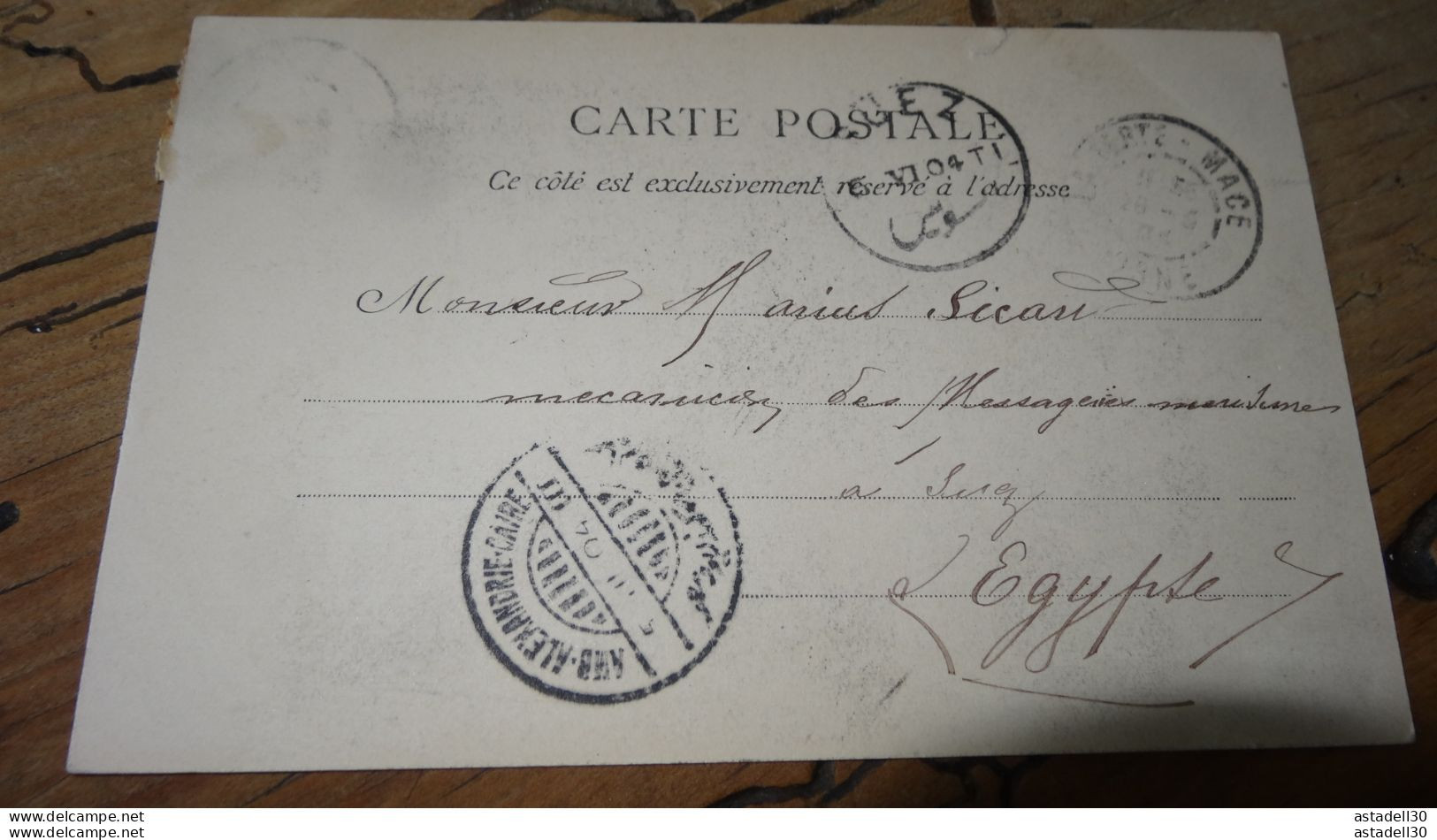 Cachet SUEZ Et Ambulant ALEXANDRIE-CAIRE Sur Cpa De Arques 1904  ............ PHI-15027 - Lettres & Documents