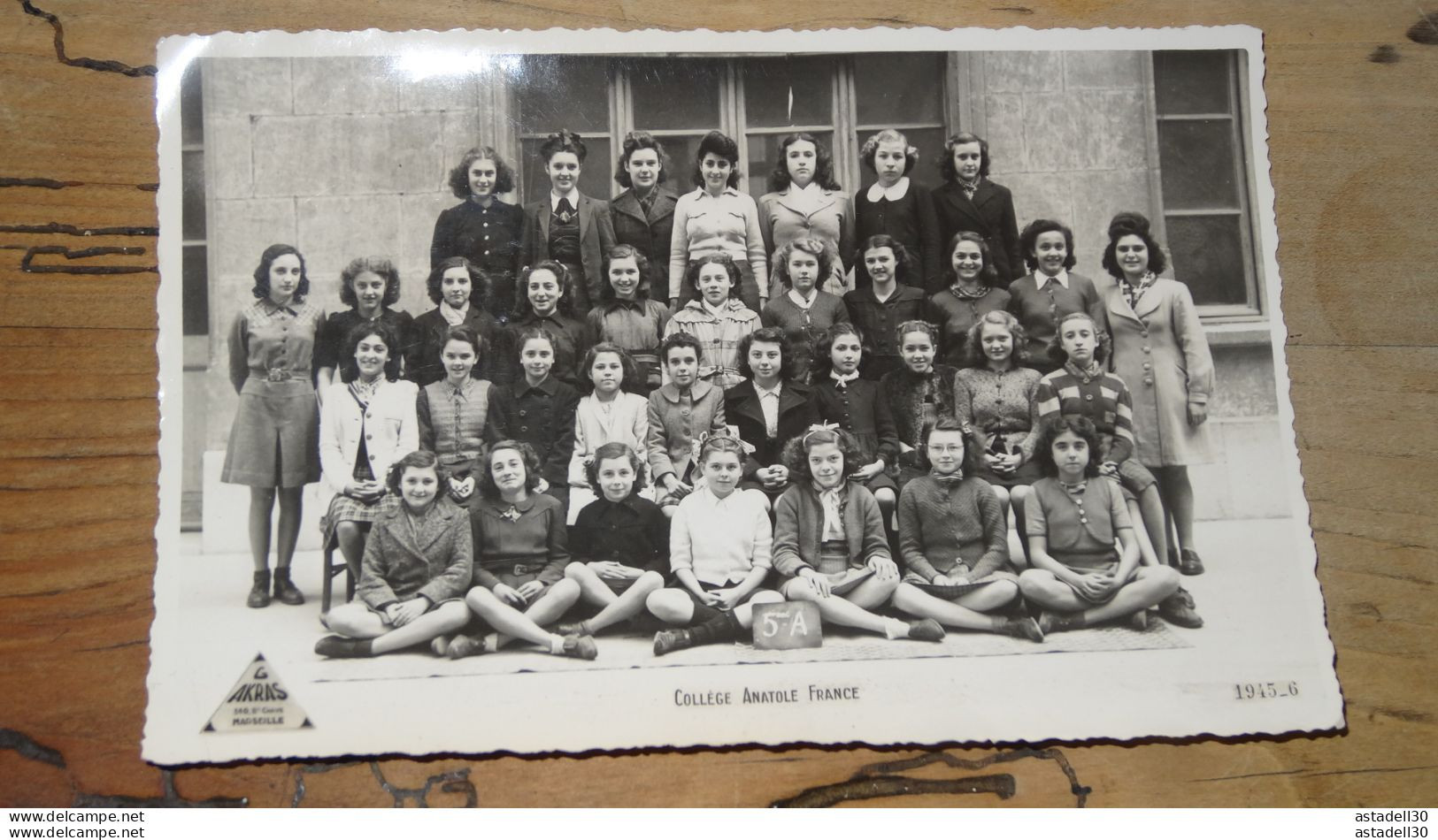 MARSEILLE : Photo De Classe 1945-46, College Anatole France  ............ AP-Caisse41 .... PHO-AF - Autres & Non Classés