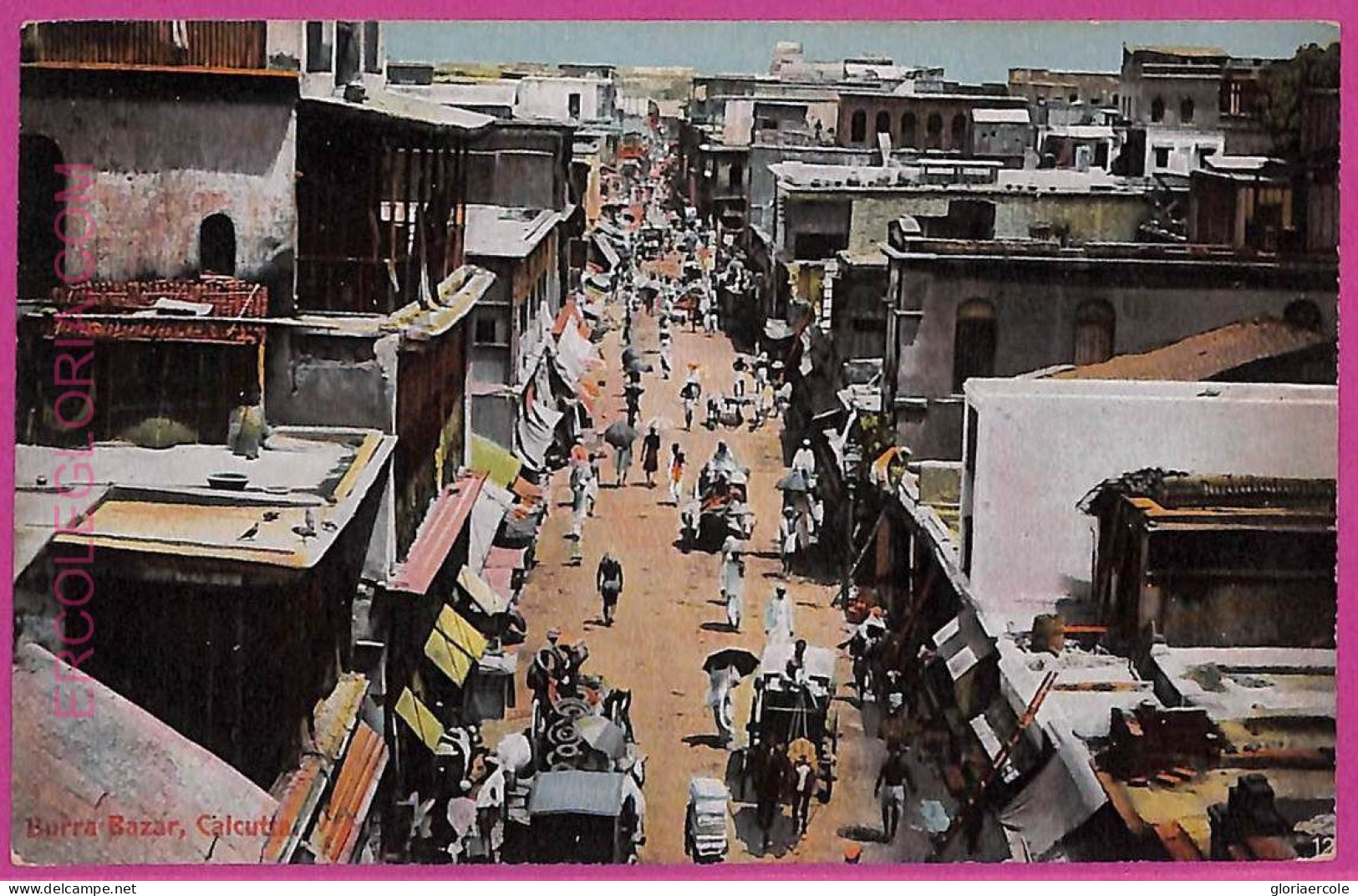 Ag3863  - INDIA - VINTAGE POSTCARD  - Calcutta, Burra Bazar - Inde