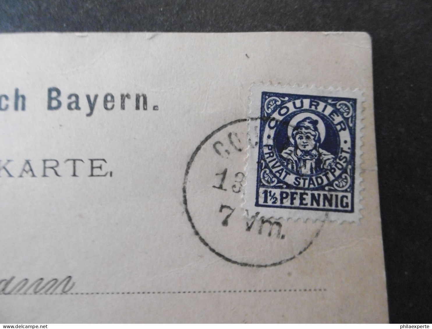 Privatpost Courier Marke 1 1/2 Pfennig Blau Postkarte München 13.2.1898 Ortspost - Postes Privées & Locales