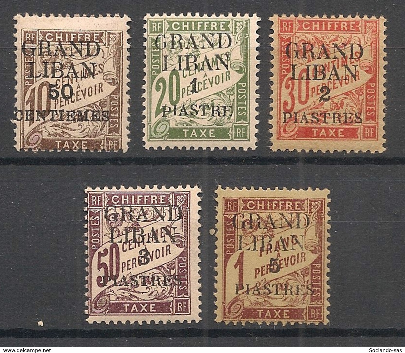 GRAND LIBAN - 1924 - Taxe TT N°YT. 1 à 5 - Série Complète - Neuf * / MH VF - Segnatasse