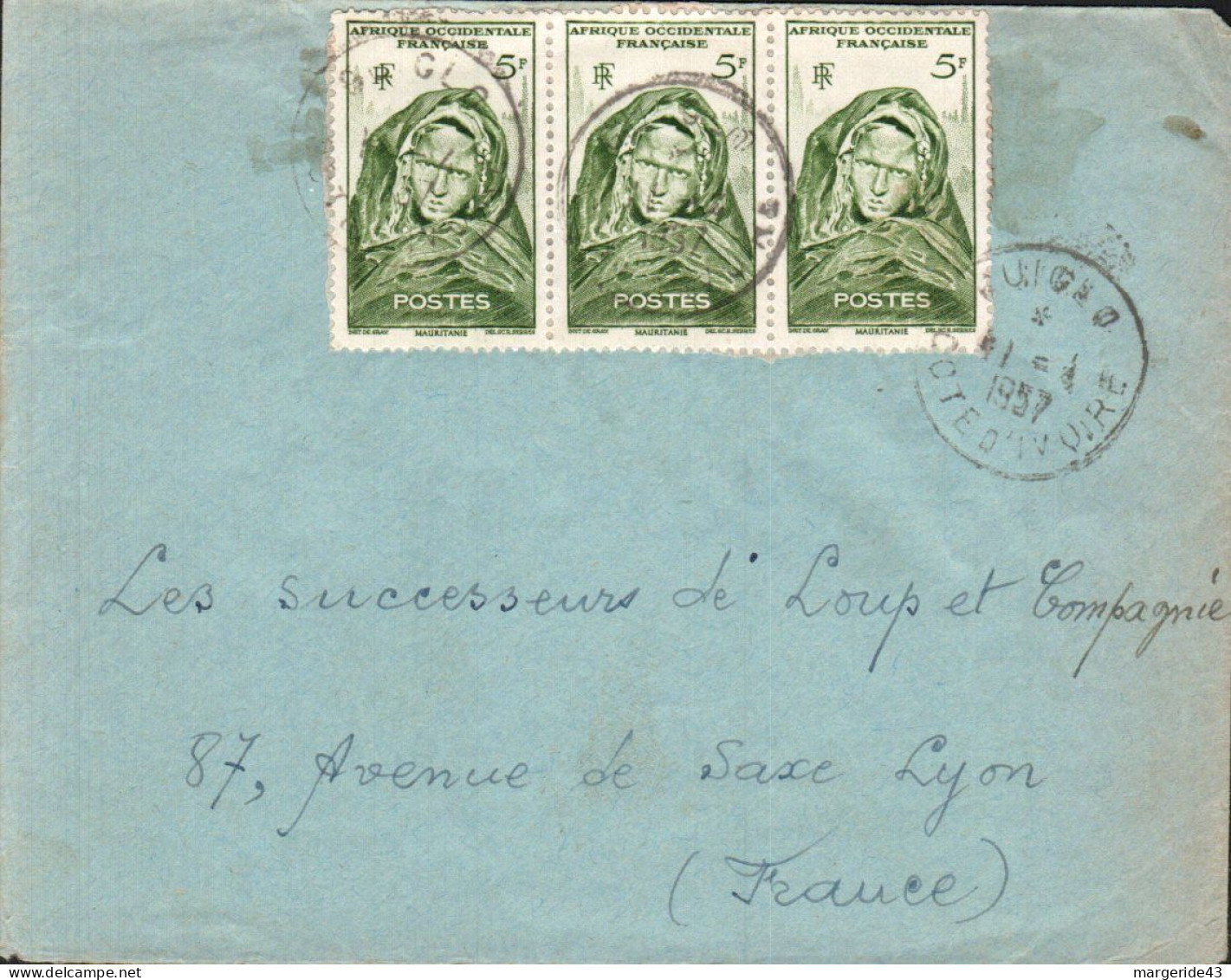 A O F AFFRANCHISSEMENT COMPOSE SUR LETTRE POUR LA FRANCE 1957 - Lettres & Documents