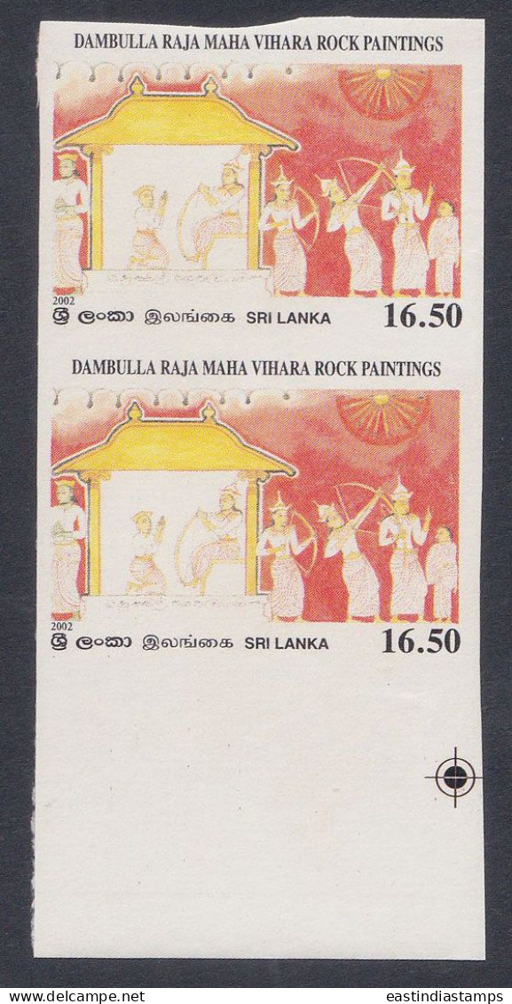 Sri Lanka Ceylon 2002 MNH Imperf Error, Maha VIhara Rock Paintings, Buddhism, Buddhist, Buddha, Archery, Pair Of 2 - Sri Lanka (Ceilán) (1948-...)