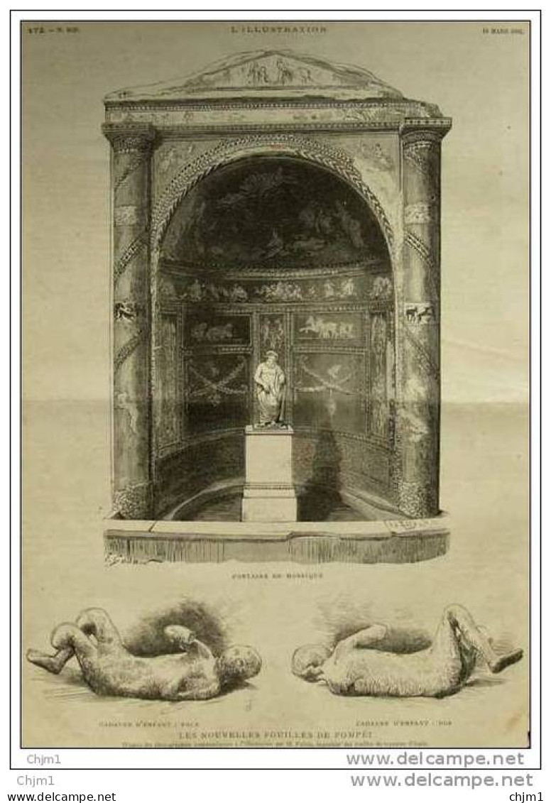 Les Nouvelles Fouilles De Pompéi - Page Original - 1882 - Historische Dokumente