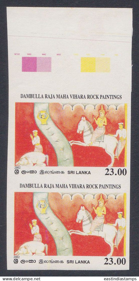 Sri Lanka Ceylon 2002 MNH Imperf Error, Maha VIhara Rock Paintings, Buddhism, Buddhist, Buddha, Horse, Horses, Pair Of 2 - Sri Lanka (Ceylon) (1948-...)