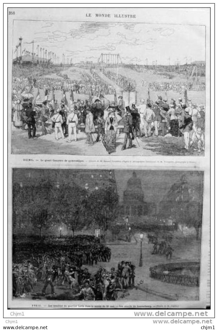 Reims - Le Grand Concours De Gymnastique -  Page Original 1882 - Historical Documents