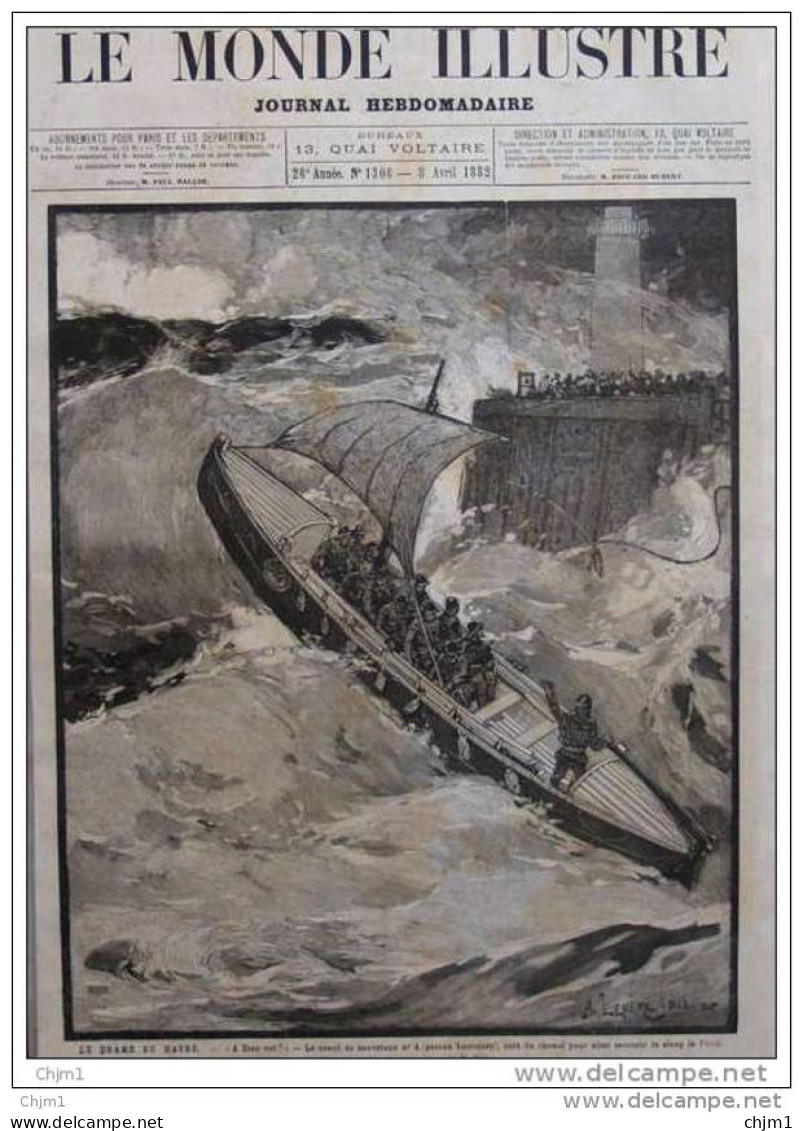 Le Havre - Le Canot De Sauvetage N° 4 Sort Du Chenal - Page Original - 1882 - Historical Documents