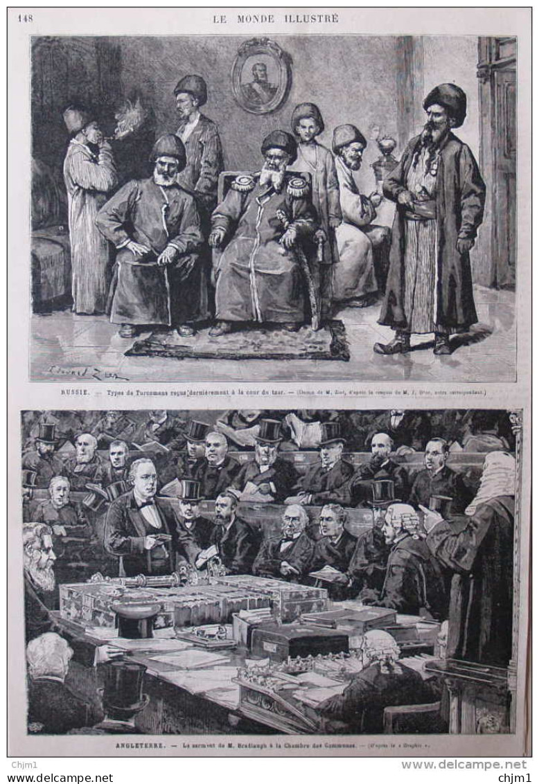 Russie - Type Des Turcomans - Angleterre, Le Serment De M. Bradlaugh à La Chambre Des Communes - Page Original  1882 - Historical Documents