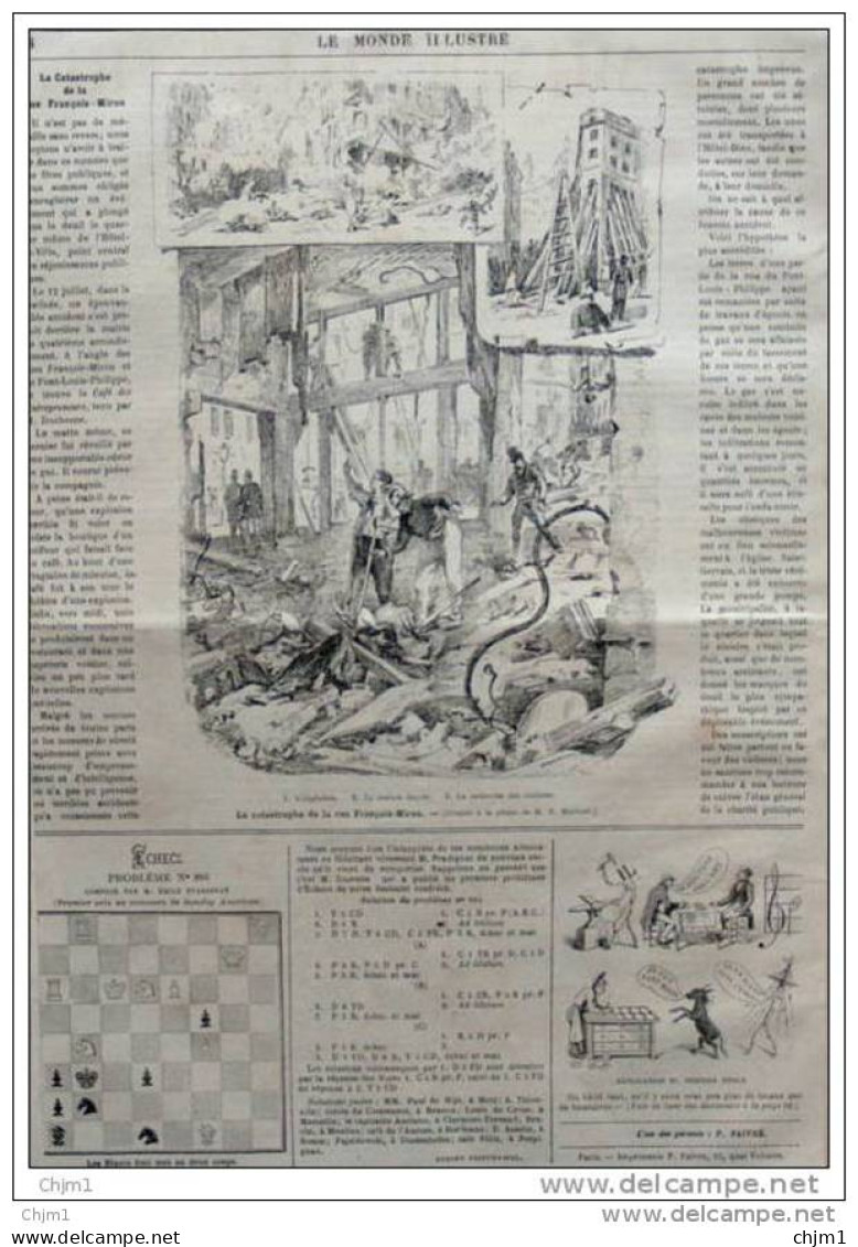 La Catastrophe De La Rue Francois-Miron -  Page Original - 1882 - Historical Documents