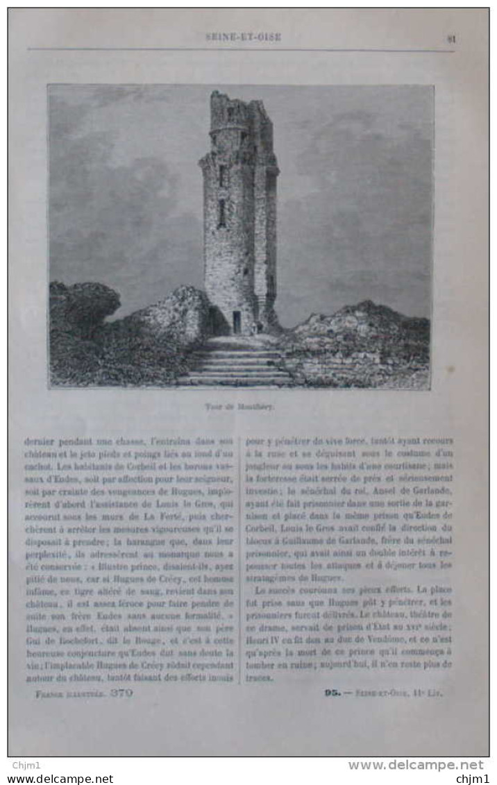 Tour De Monthléry - Page Original 1882 - Historical Documents