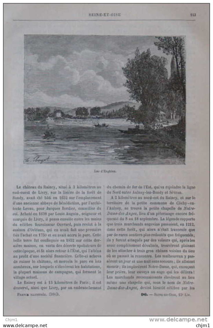 Lac D'Enghien - Page Original 1882 - Historical Documents