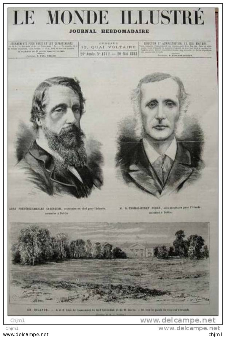 Assassinat De Lord Frédéric-Charles Cavendish Et M. Thomas-Henry Burke à Dublin -  Page Original 1882 - Historical Documents