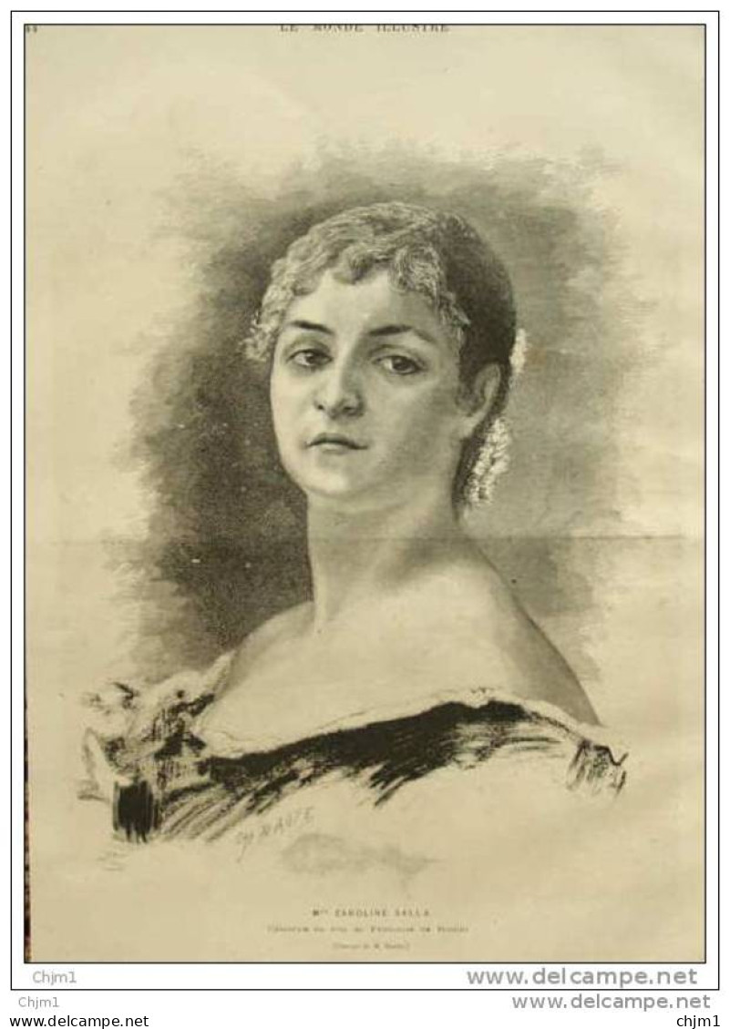 Mlle Caroline Salla - Créatrice Du Rôle De Francoise De Rimini -  Page Original 1882 - Historical Documents