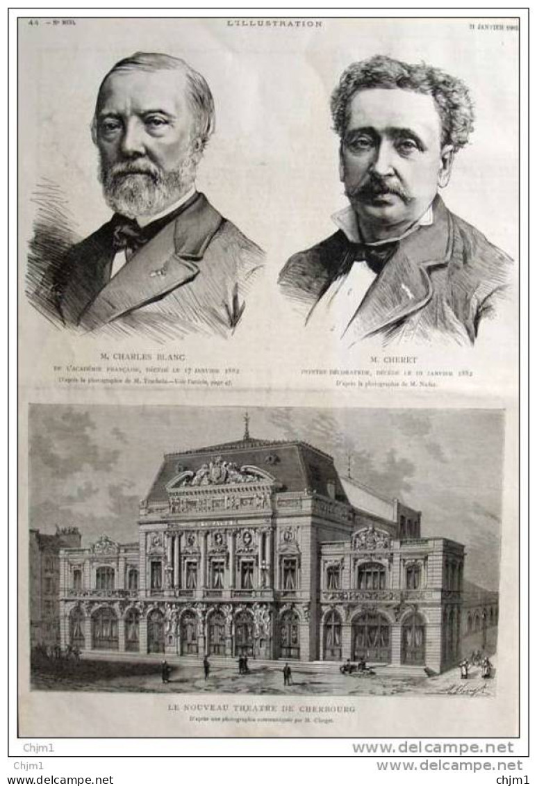 Nouveau Théâtre De Cherbourg - Charles Blanc - M. Cheret -  Page Original - 1882 - Historical Documents