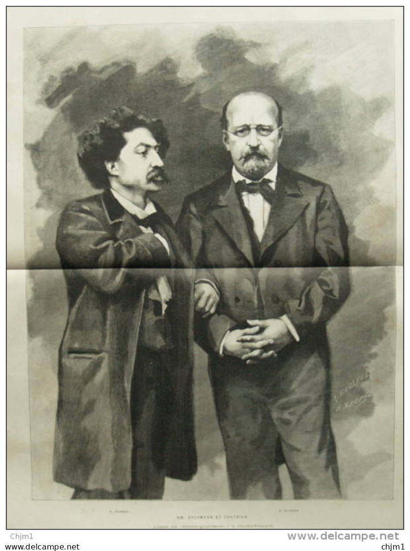 M. Chatrian Et M. Erckmann - Auteurs De "Rantzau" - Page Original 1882 - Historical Documents