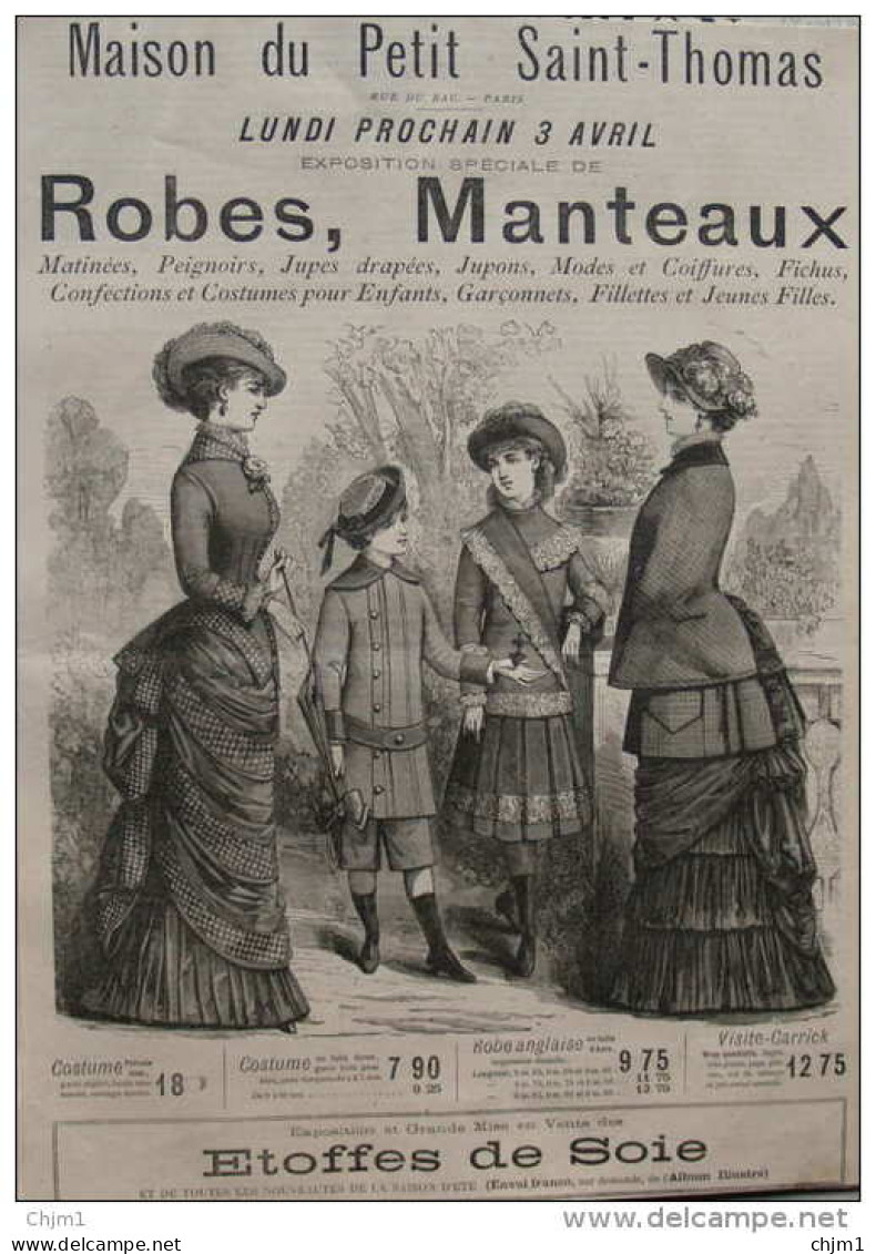 Robes - Manteaux - Costume - Page Original - 1882 - Documents Historiques