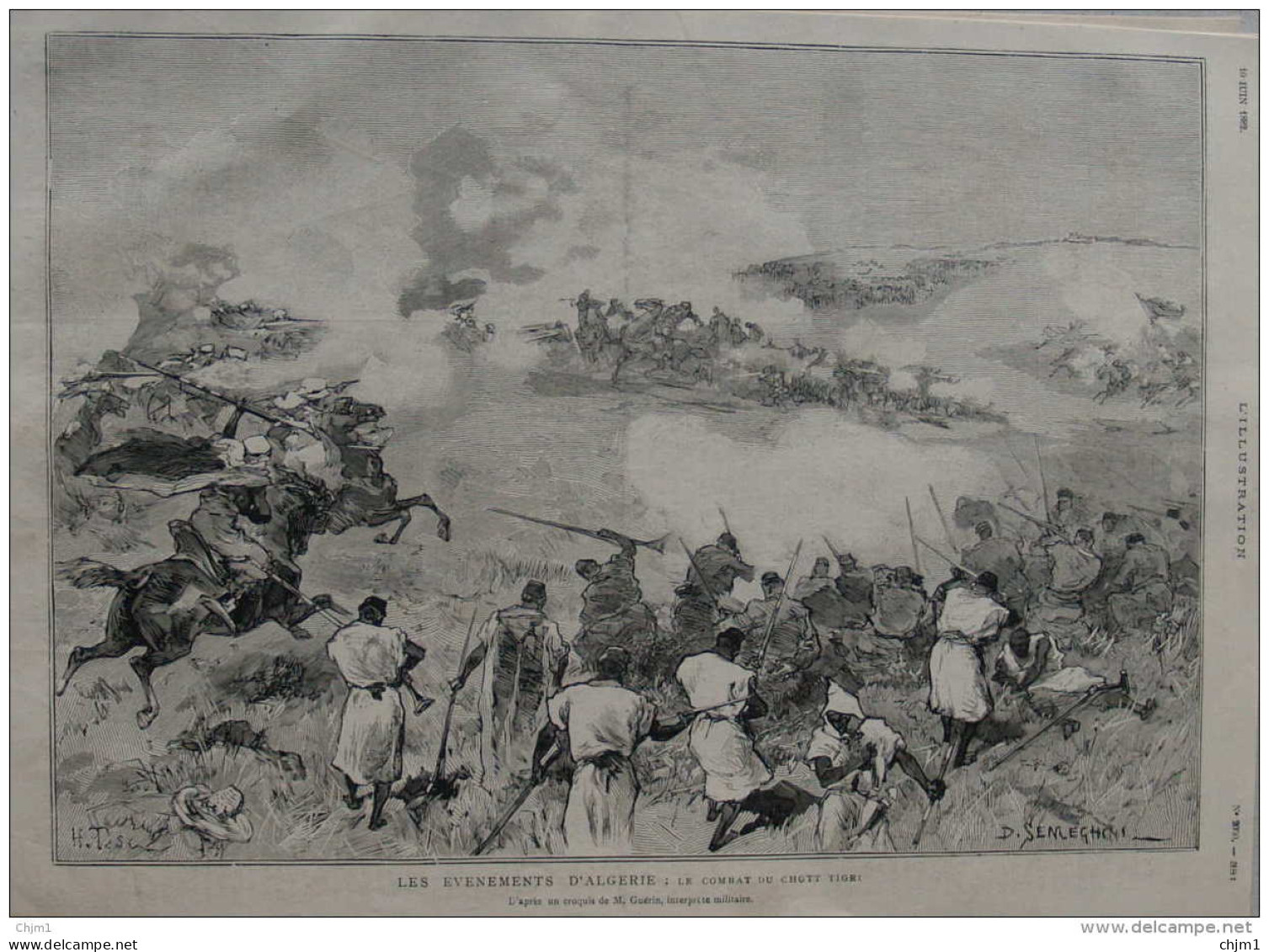 Les Evenements D'Algérie - Le Combat Du Chott Tigri - Page Original - 1882 - Documents Historiques