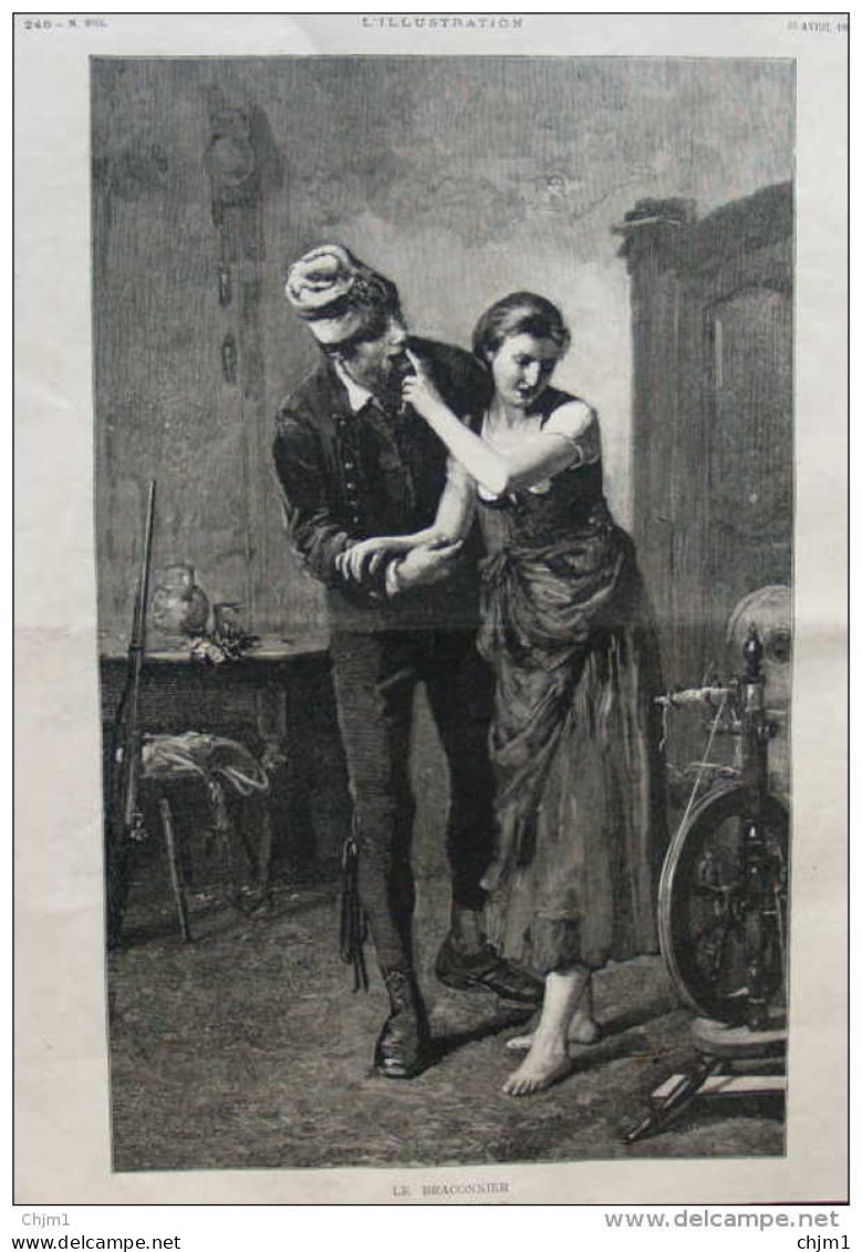 "le Braconnier" D'après Le Tableau De M. Weisz - Page Original - 1882 - Documents Historiques