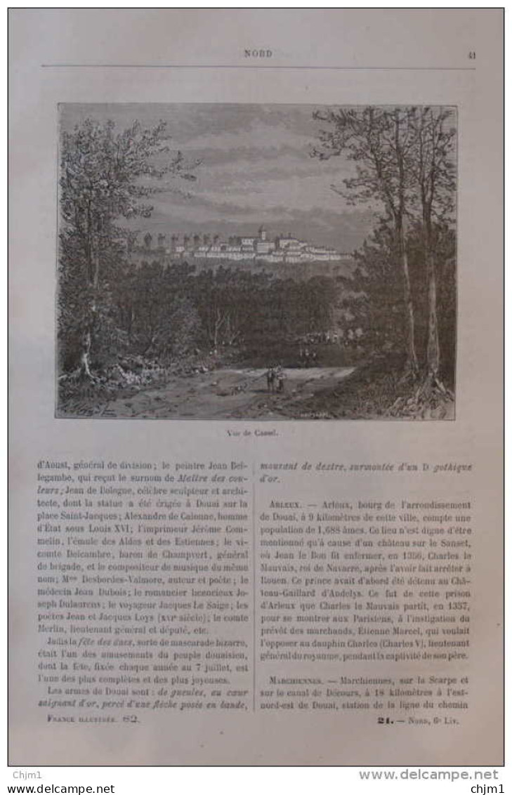 Vue De Cassel - Page Original 1882 - Documents Historiques