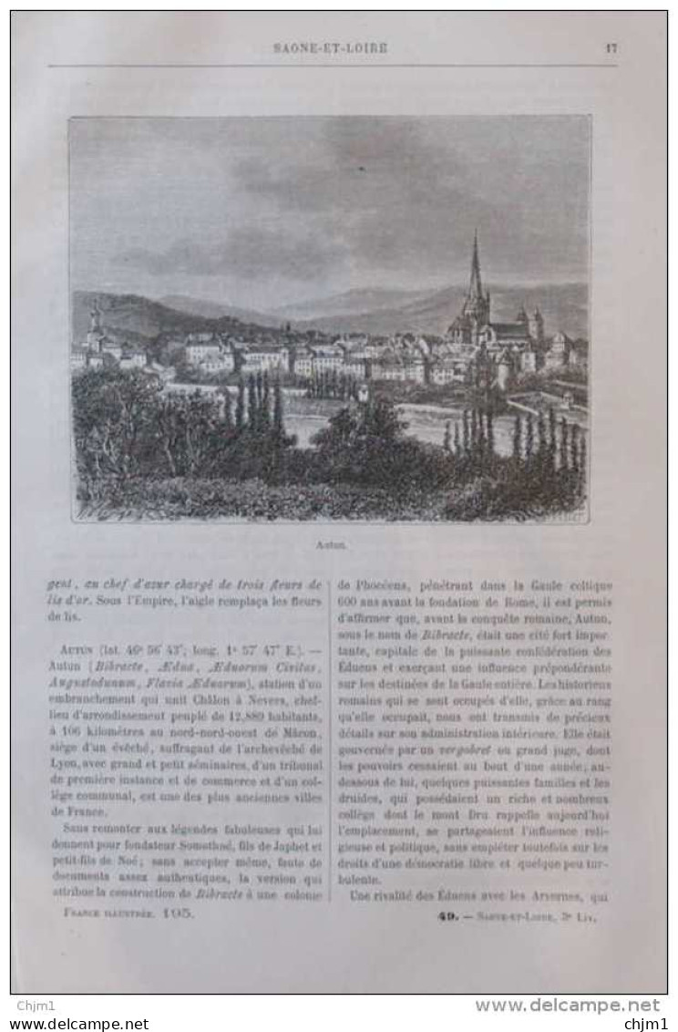 Autun - Page Original 1882 - Documents Historiques